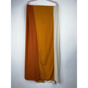 Donni Striped Sweater Scarf Trio Orange Rust Cream Long New USA